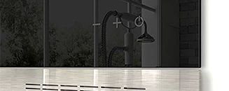 Easy to control bathroom TV. 