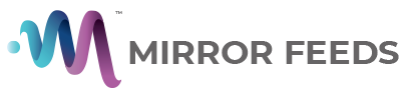 Mirror Feeds logo with white background.